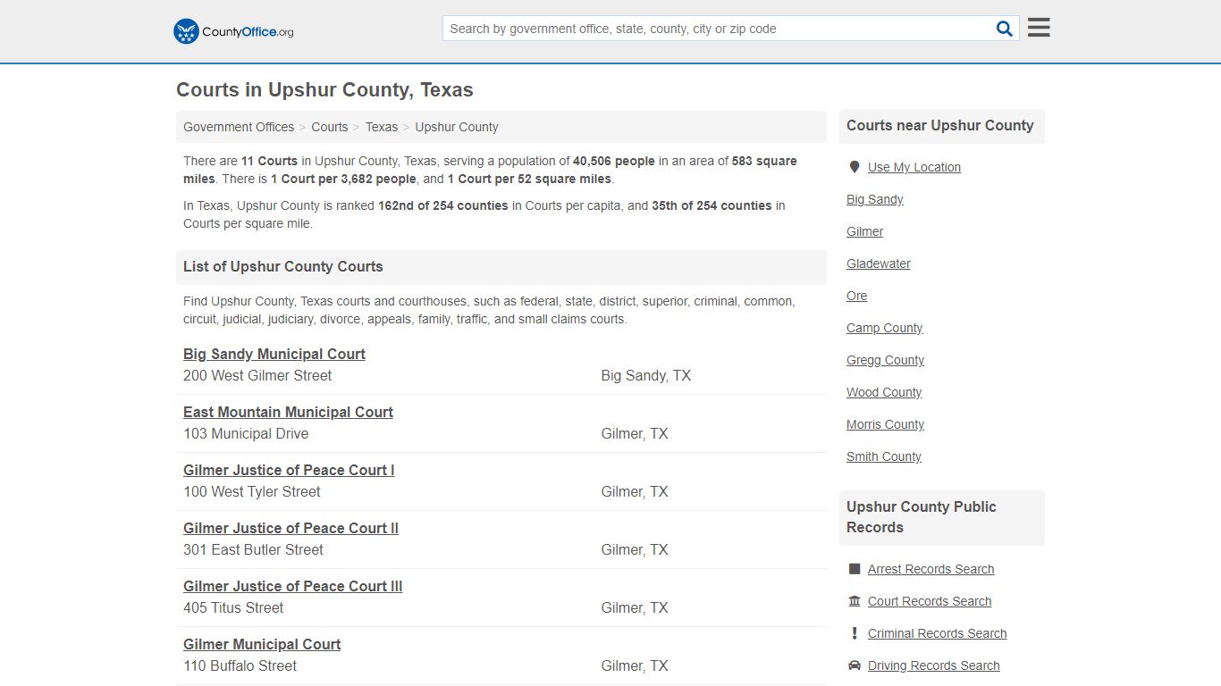 Courts - Upshur County, TX (Court Records & Calendars)