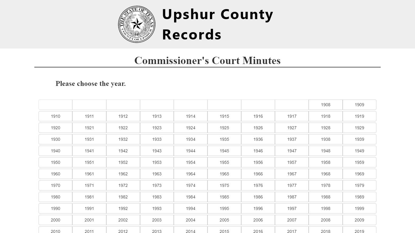 Court Minutes - Upshur County, Texas